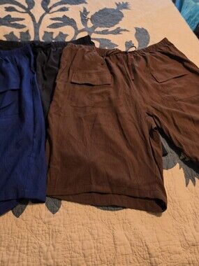Women's Casual Elastic Shorts - Brown, Black And Royal Blue